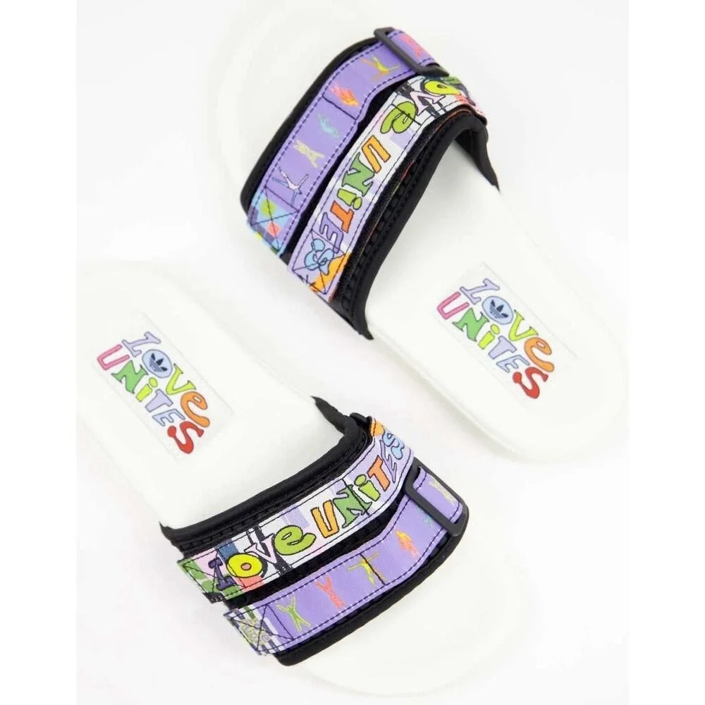 Adidas Men's 7 Adilette 2.0 Pride Slides Love Unites GW2411 Sandals Slip On‎